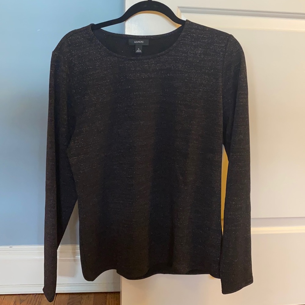 Women’s long sleeve black with silver sparkle shirt-size xl